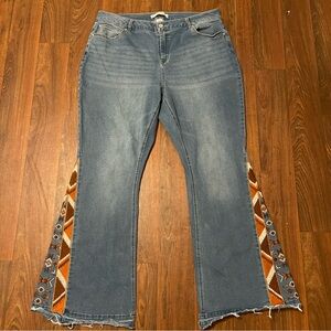 EST 1946 Denim Boho Western Flare Pull On Jeans 18W